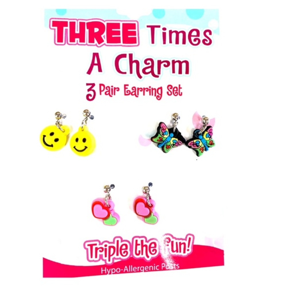 Three Times A Charm 3 pair Earring Set